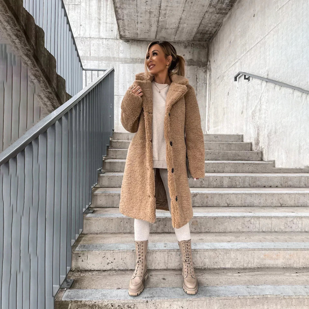Georgia | Manteau long femme – Boutonnage classique, chaud & intemporel