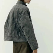 Vero | Manteau d’hiver femme vintage – Col montant & finition matelassée