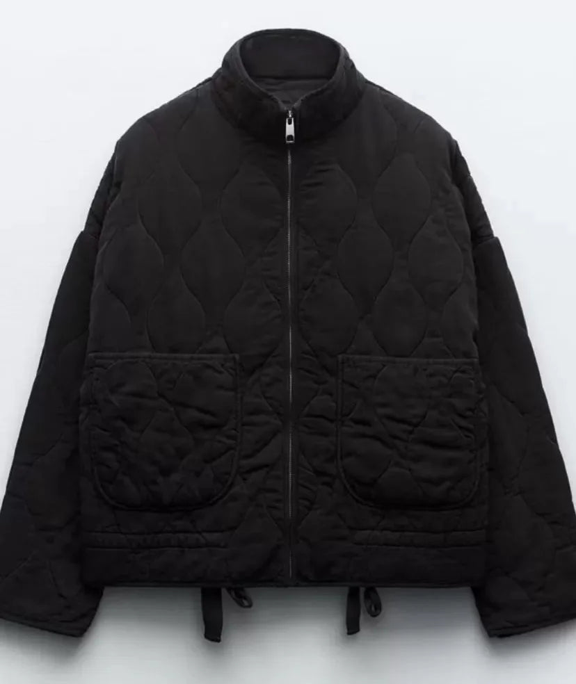 Vero | Manteau d’hiver femme vintage – Col montant & finition matelassée