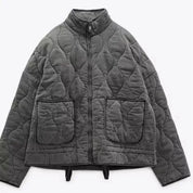 Vero | Manteau d’hiver femme vintage – Col montant & finition matelassée