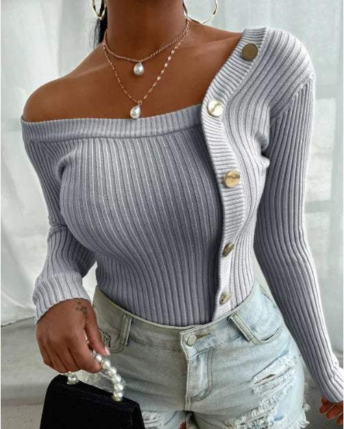 Pull Femme Bandeau en Maille – Design Sans Bretelles, Chic & Confortable