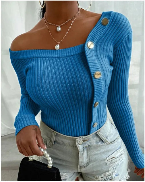 Pull Femme Bandeau en Maille – Design Sans Bretelles, Chic & Confortable