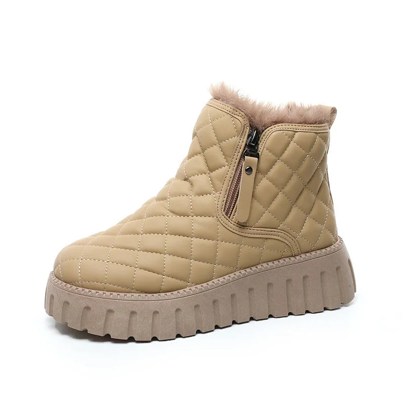 Bottes d’hiver femme – bottes chaudes à doublure fourrure & zip pratique