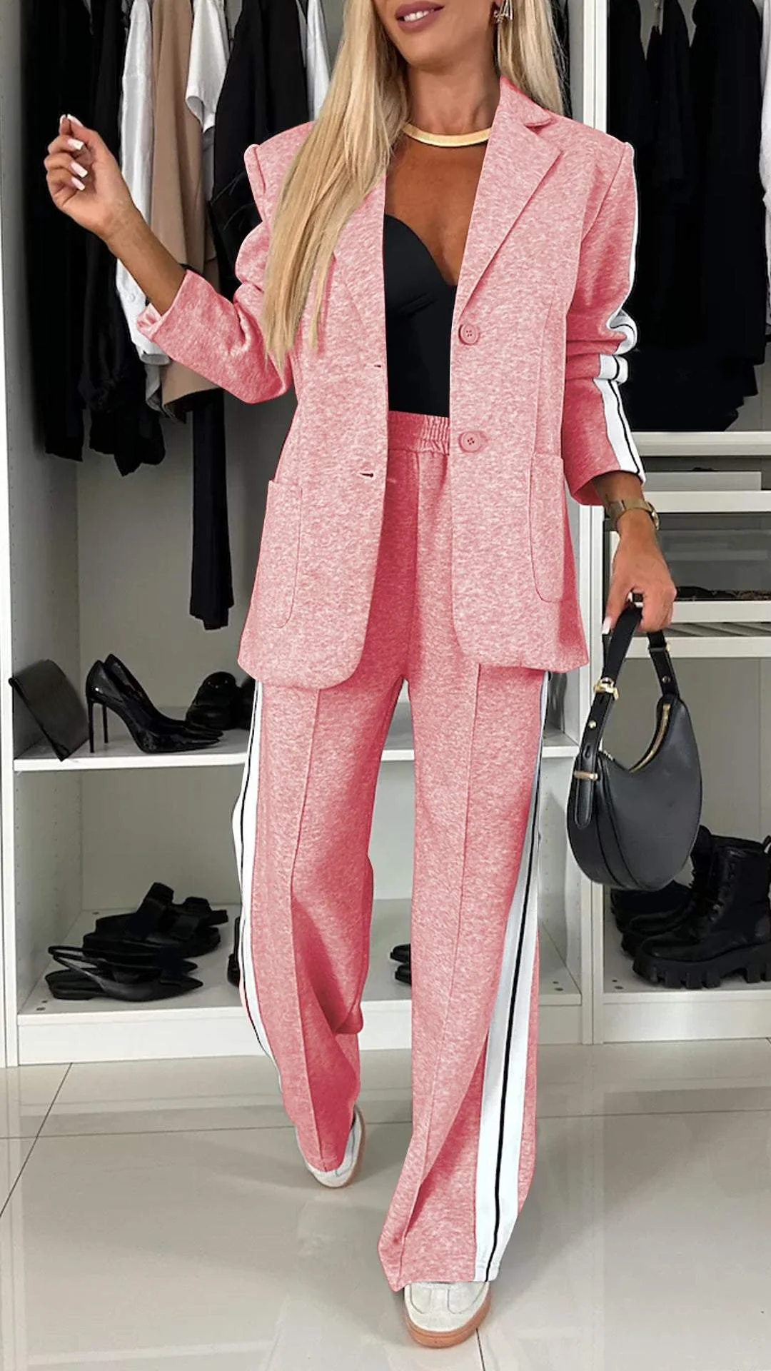 Essentials | Tailleur décontracté femme – Blazer chic & pantalon élastique confort