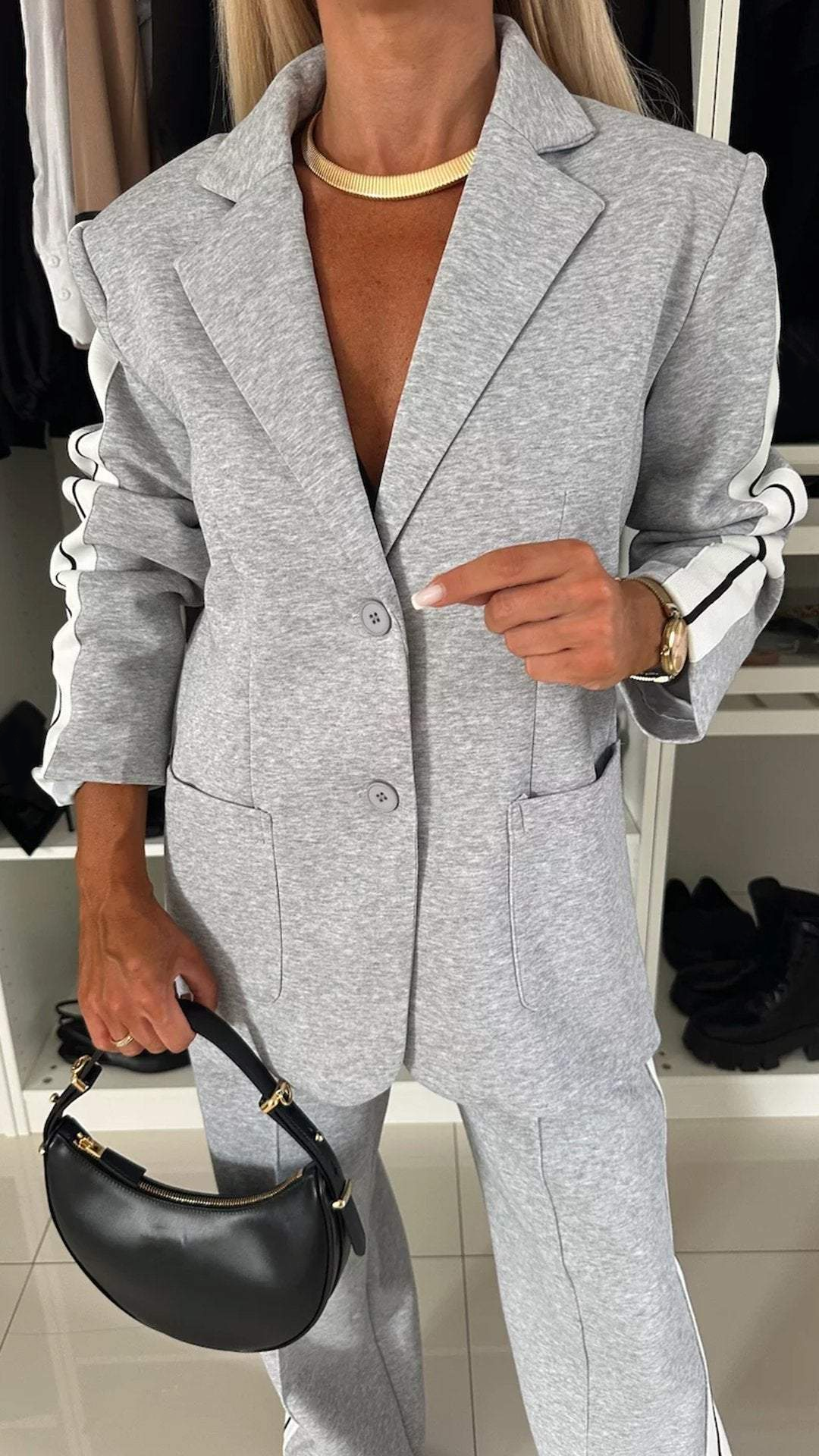 Essentials | Tailleur décontracté femme – Blazer chic & pantalon élastique confort