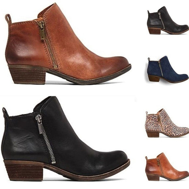 Bottines femme Marit – cuir vegan à talon bloc 5 cm & zip latéral