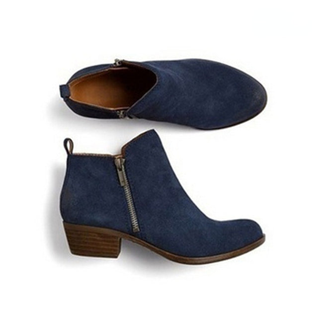 Bottines femme Marit – cuir vegan à talon bloc 5 cm & zip latéral