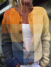Cardigan femme en maille – Gilet à boutons & imprimé fleuri | Confort & élégance