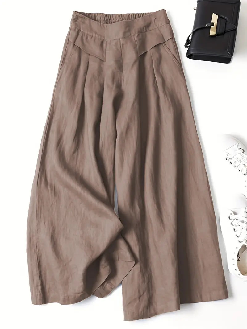 Pantalon palazzo lin 100 % — taille haute fluide & jambe large estivale