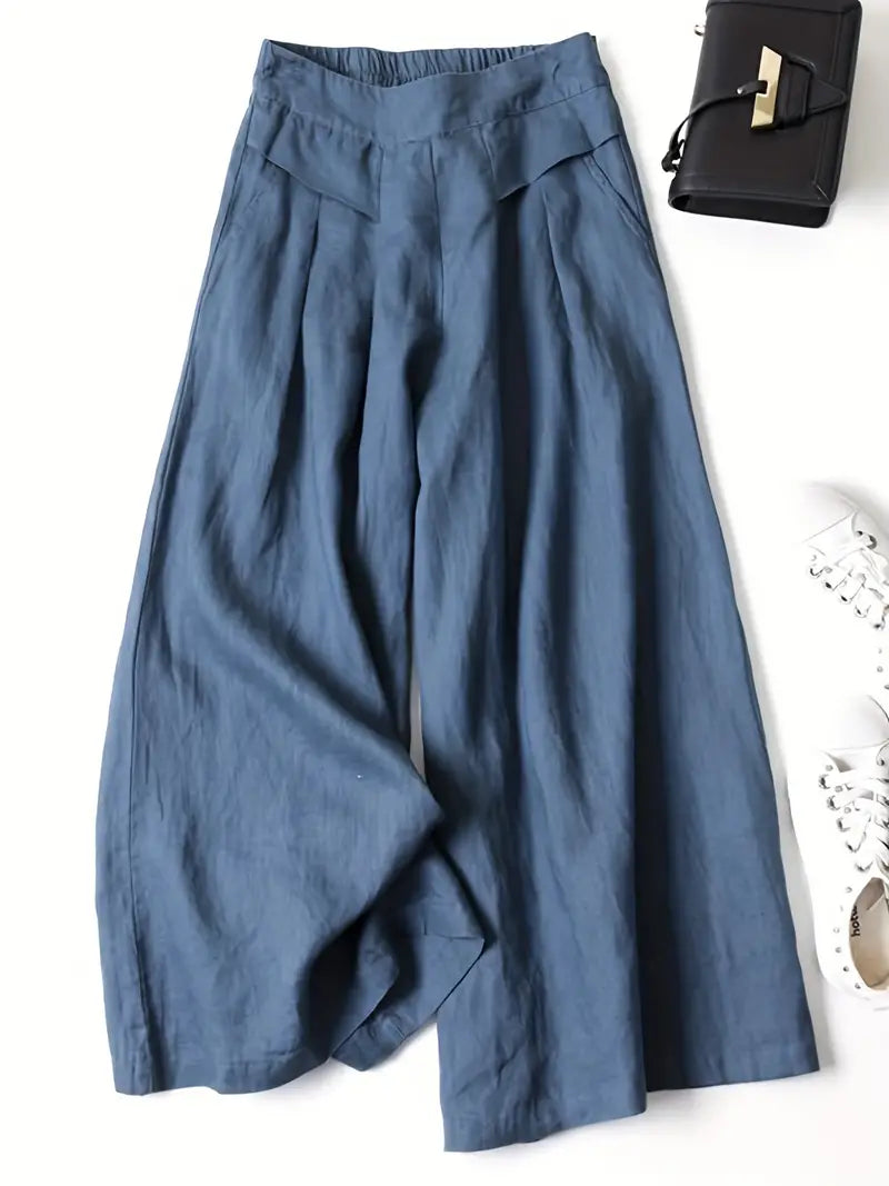 Pantalon palazzo lin 100 % — taille haute fluide & jambe large estivale
