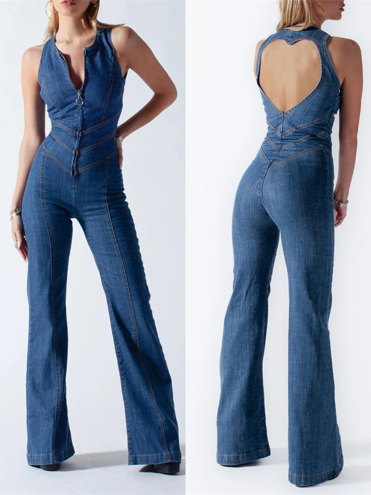 Combinaison Amalia femme – denim été dos nu cœur & coupe flatteuse