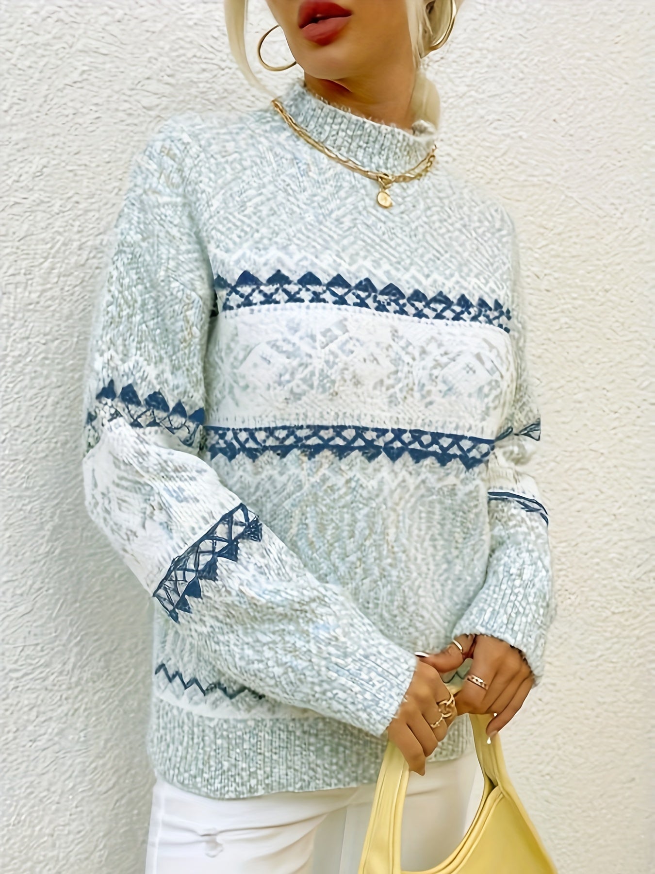 Pull femme MALIE – pull chaud motif scandinave hiver élégant