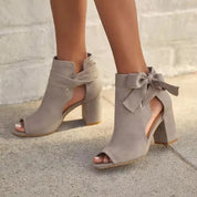 Romee | Bottines nouées chic – Talon bloc élégant & ouverture avant