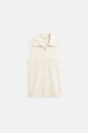 Top Bella femme sans manches slim fit col polo – coton élégant