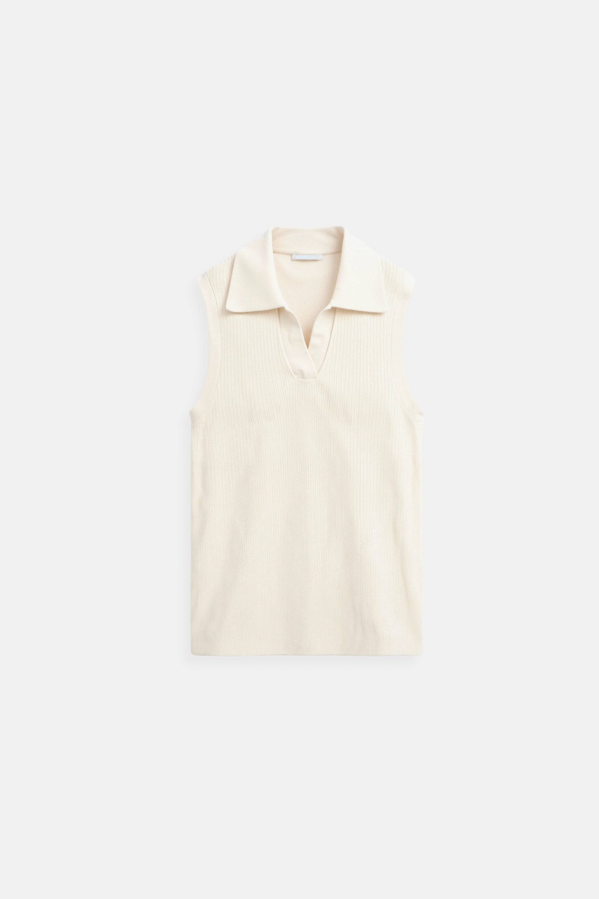 Top Bella femme sans manches slim fit col polo – coton élégant