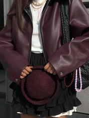 Veste femme Alessia en cuir vegan bordeaux – Élégante avec coupe cintrée