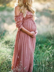 Robe de Grossesse ANNE-ELISE – Off-Shoulder Fluide & Coupe Mécoulante
