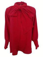 Blouse élégante femme à nœud col & volants – Tissu fluide chic intemporel