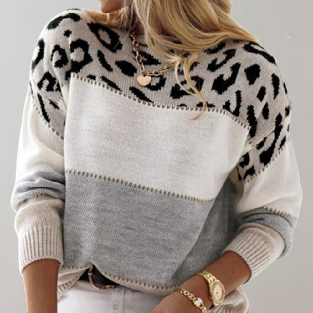 Pull Cheyenne femme coton chaud – imprimé léopard tendance