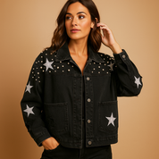 Veste en jean cropped femme Yara – Courte avec boutons et poches avant