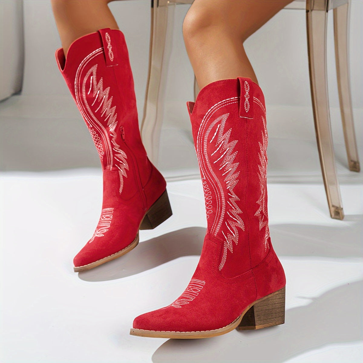 Elin | Bottes Cowboy Femme – Style Western Chic avec Talon Épais & Confort