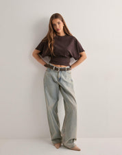 Top femme DAHLIA – T-shirt manches larges tendance en coton mixte