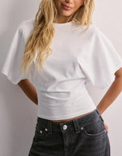 Top femme DAHLIA – T-shirt manches larges tendance en coton mixte