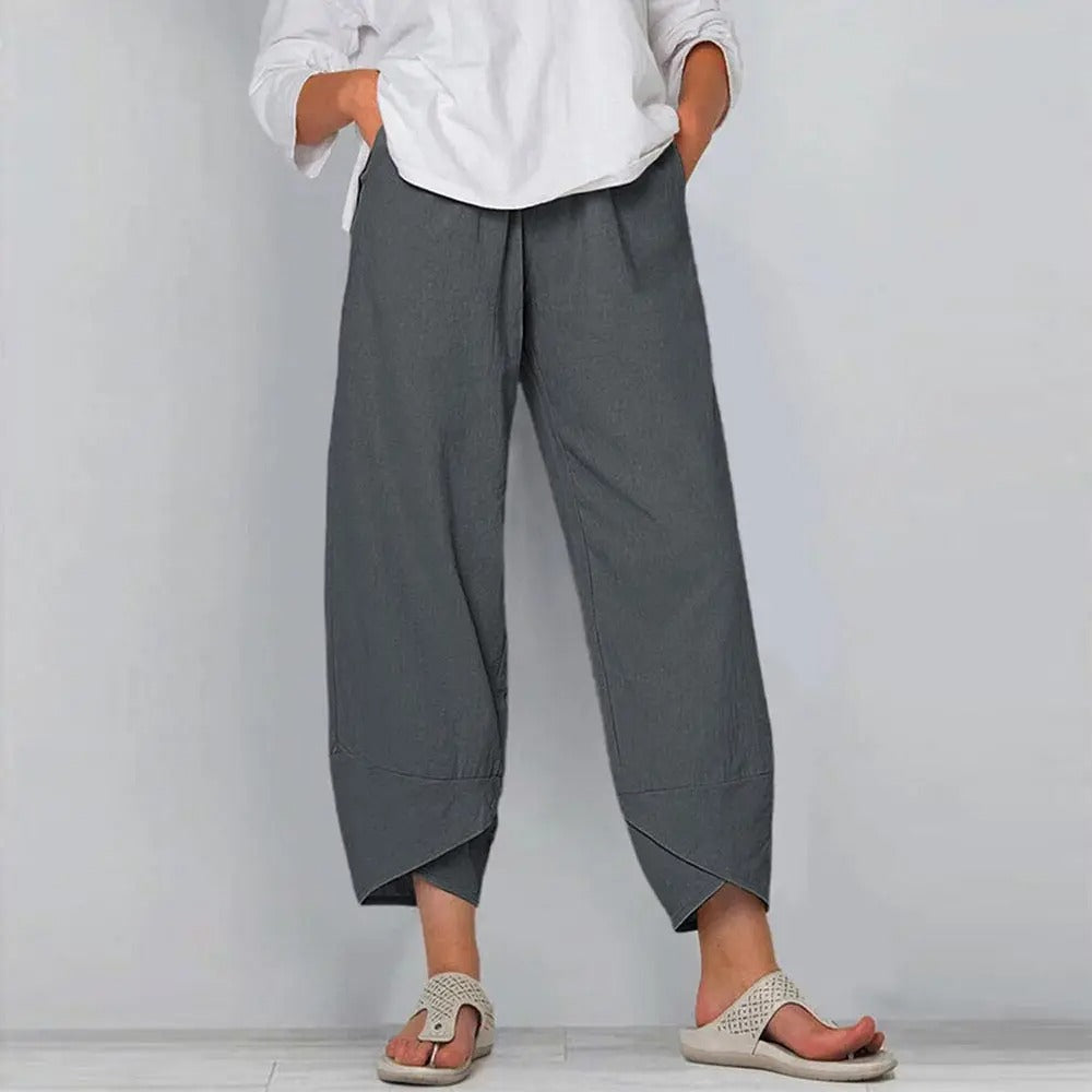 Allure pantalon femme été en coton | Coupe ample & taille élastique | Style décontracté chic