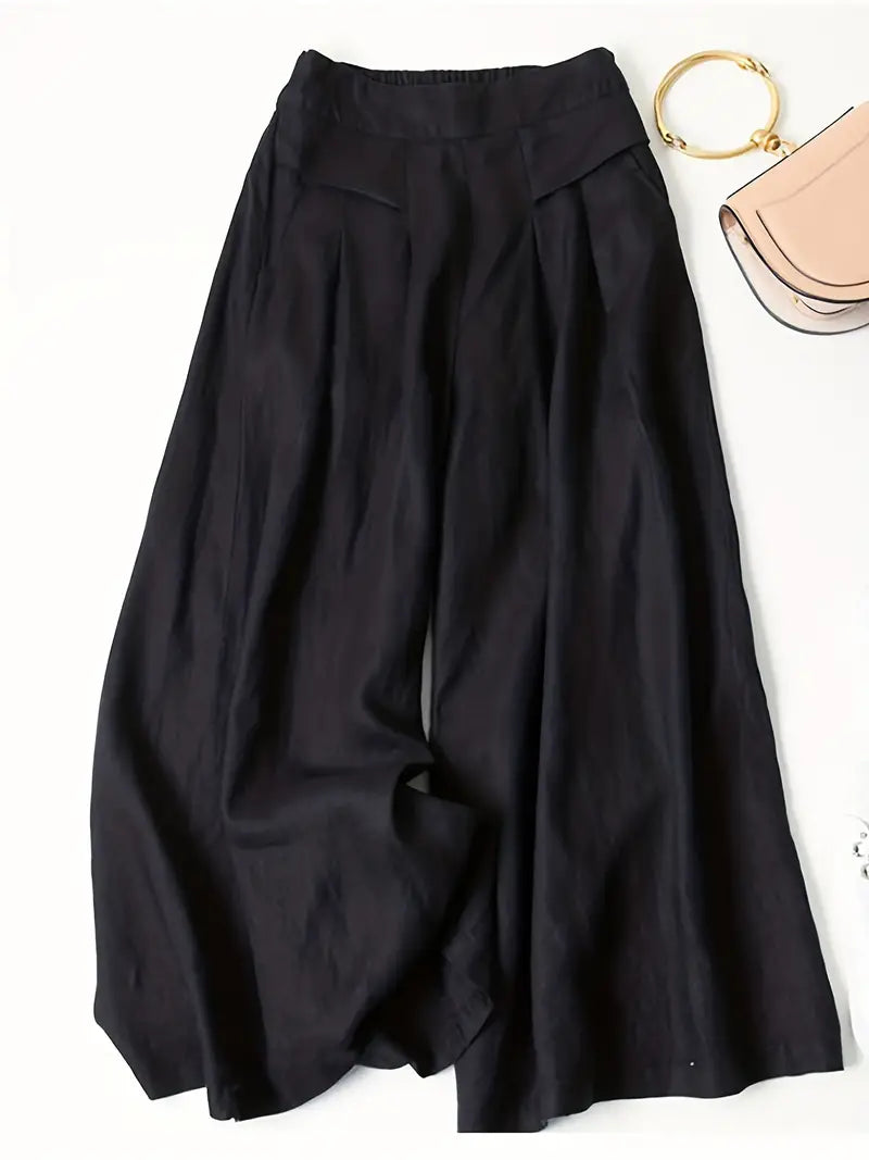Pantalon palazzo lin 100 % — taille haute fluide & jambe large estivale