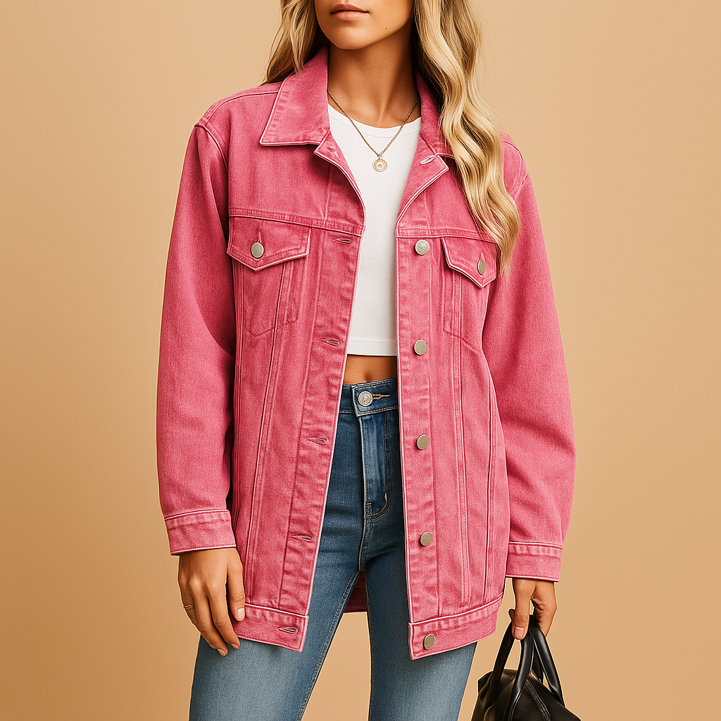 Veste d’hiver en jean femme Lieke – Chaude avec boutons et coupe tendance