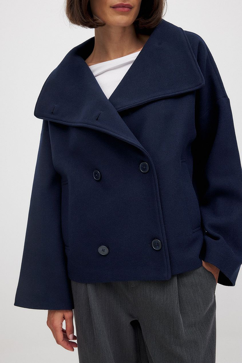Veste courte oversize Elise — manteau double-boutonnage en laine fashion