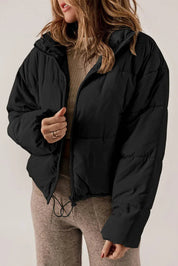 Kevia | Doudoune femme cropped – Puffer court tendance avec cordon taille