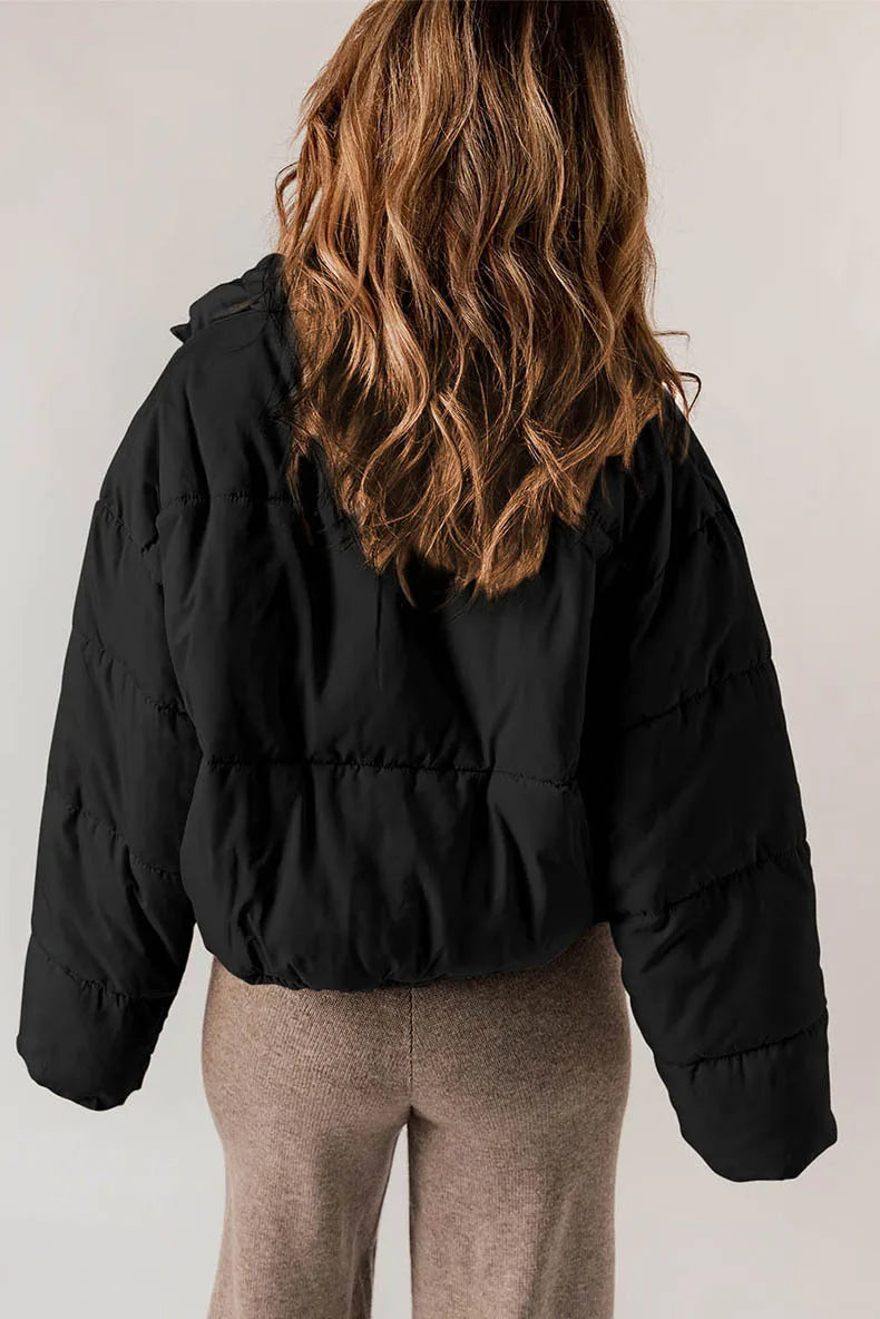 Kevia | Doudoune femme cropped – Puffer court tendance avec cordon taille