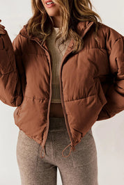 Kevia | Doudoune femme cropped – Puffer court tendance avec cordon taille