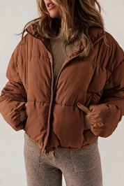 Kevia | Doudoune femme cropped – Puffer court tendance avec cordon taille