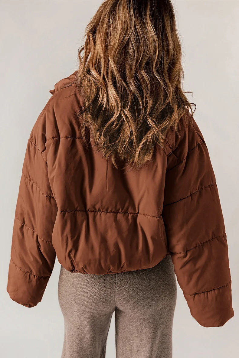Kevia | Doudoune femme cropped – Puffer court tendance avec cordon taille