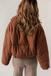 Kevia | Doudoune femme cropped – Puffer court tendance avec cordon taille