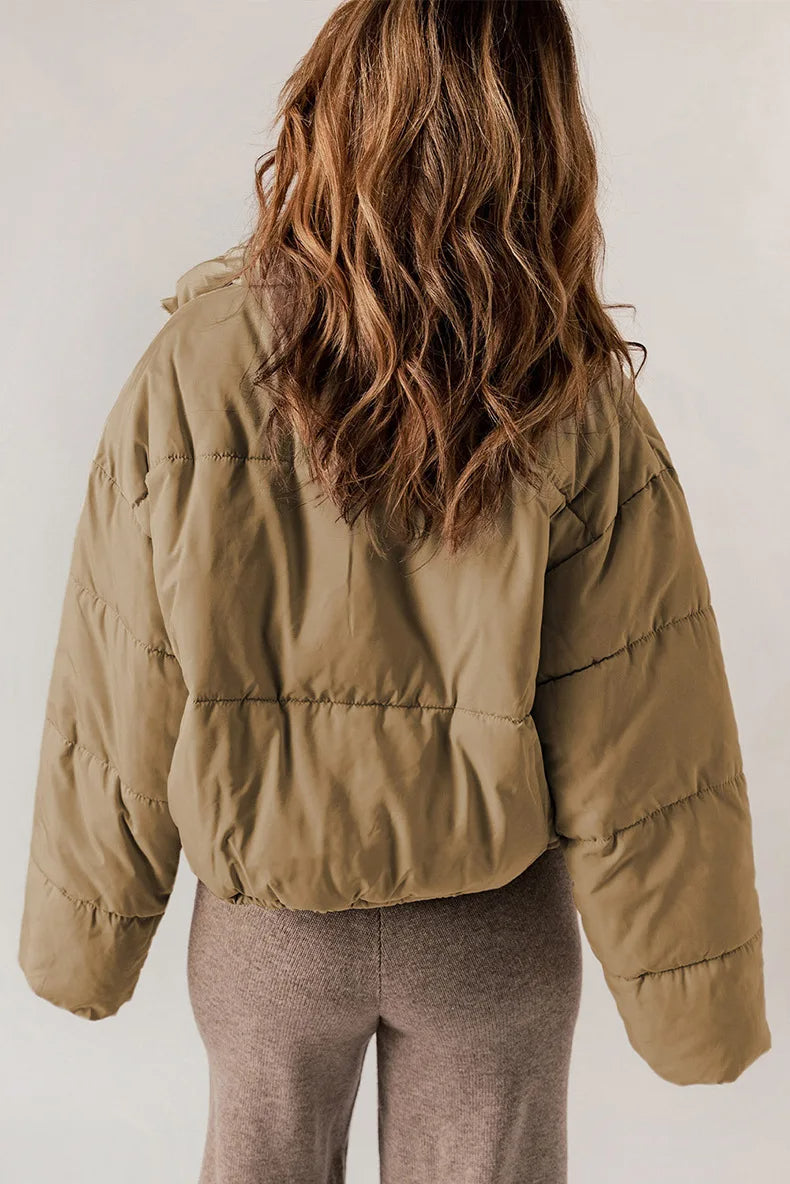 Kevia | Doudoune femme cropped – Puffer court tendance avec cordon taille