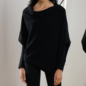 Top oversize femme col bardot & manches dolman – Bords côtes tendance