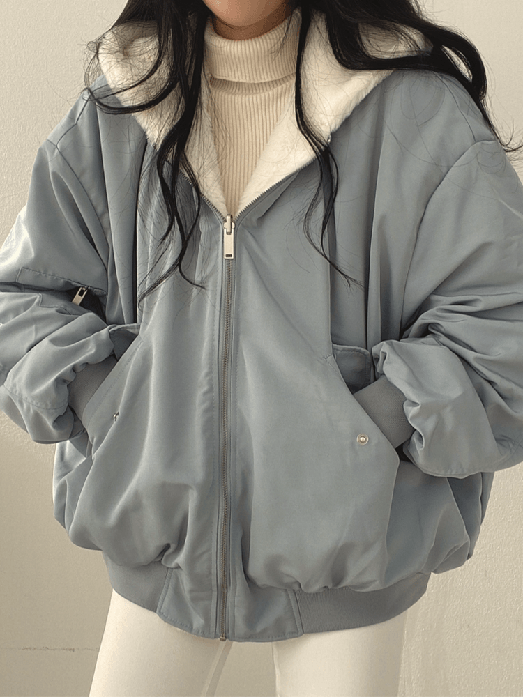 Baily | Manteau réversible femme – Oversize streetwear avec capuche & fausse fourrure