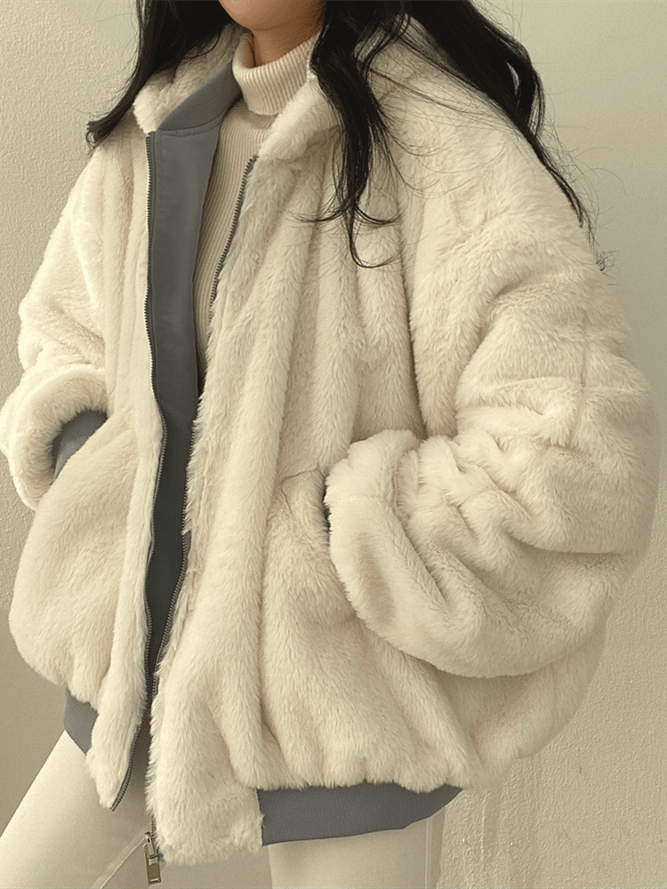 Baily | Manteau réversible femme – Oversize streetwear avec capuche & fausse fourrure
