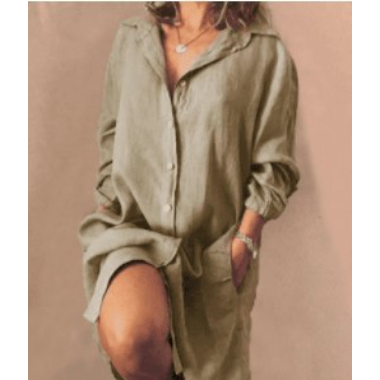 Marlene | Blouse longue en lin femme – Coupe fluide & style intemporel