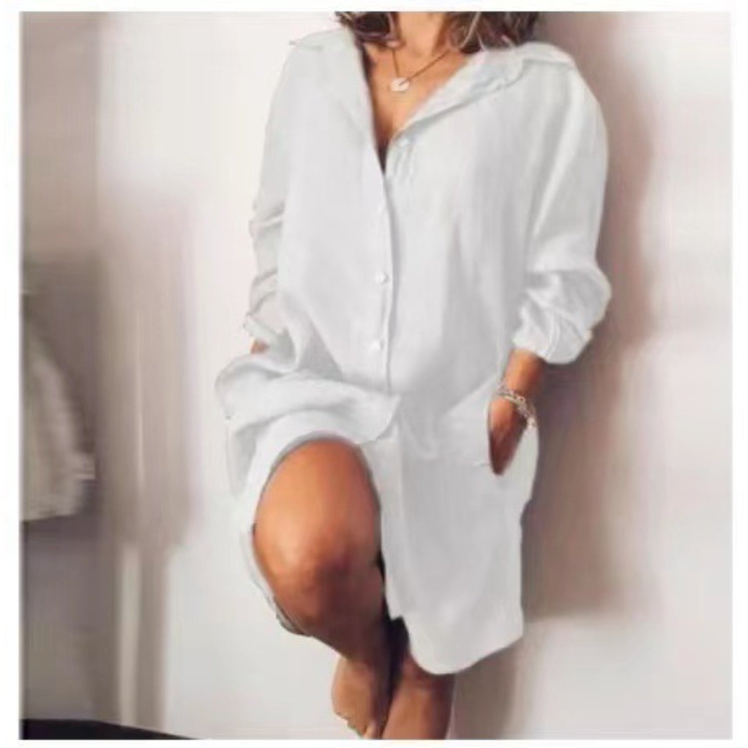 Marlene | Blouse longue en lin femme – Coupe fluide & style intemporel