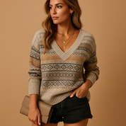 Eveline | Pull Femme Col V Élégant – Maille Luxe, Coupe Flatteuse & Style Intemporel