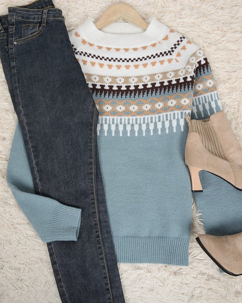 Pull femme en laine motif Fair Isle – Chaleur hivernale & style nordique