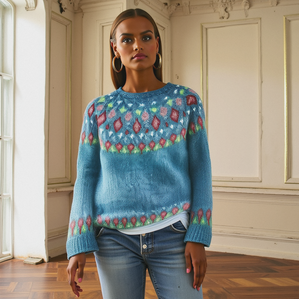 MAEVE – Pull en laine femme avec imprimé | Chaud, tendance & élégant