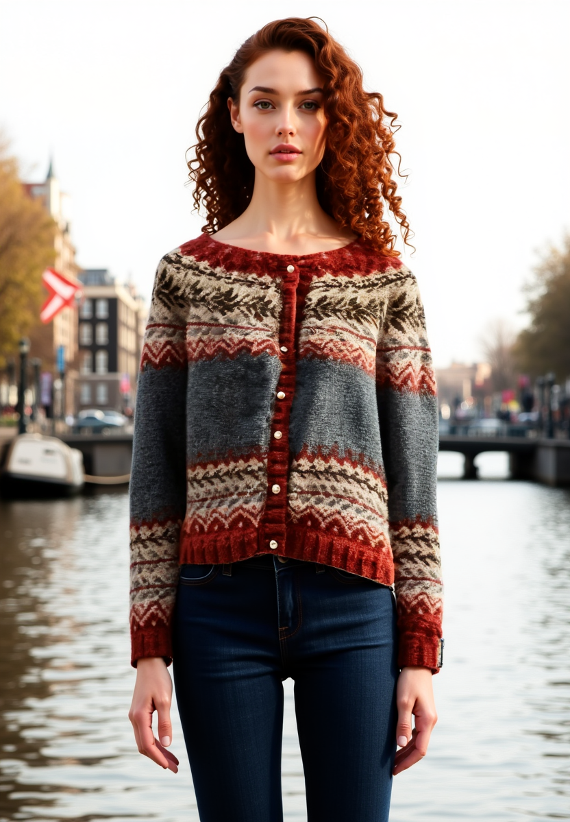 Cardigan femme en laine grise – Tricot norvégien chaud au style scandinave