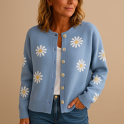 Marije | Gilet Femme en Maille avec Motif Floral – Élégant, Doux & Polyvalent