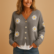 Marije | Gilet Femme en Maille avec Motif Floral – Élégant, Doux & Polyvalent
