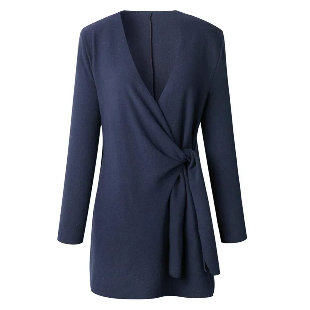 Gilet femme Elin en maille — ceinture à nouer & coupe douce